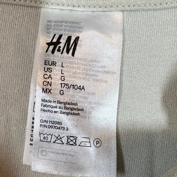 H&M Terry Cloth Resort Shirt Mint Green L Large Button Down Top Short Sleeve - Picture 4 of 8